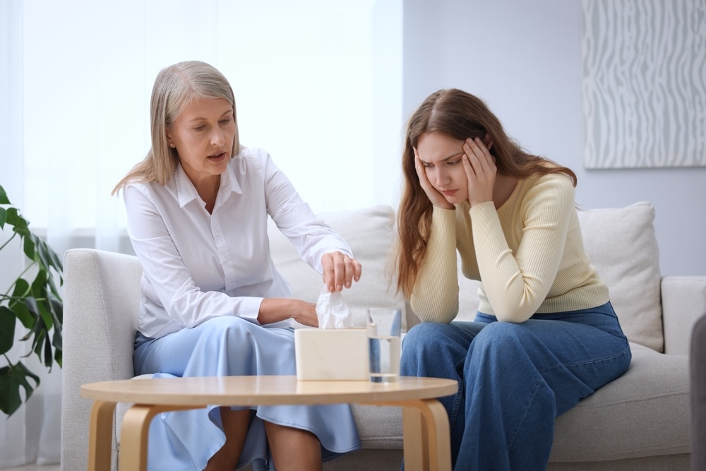 Female during IOP program group therapy session for substance abuse