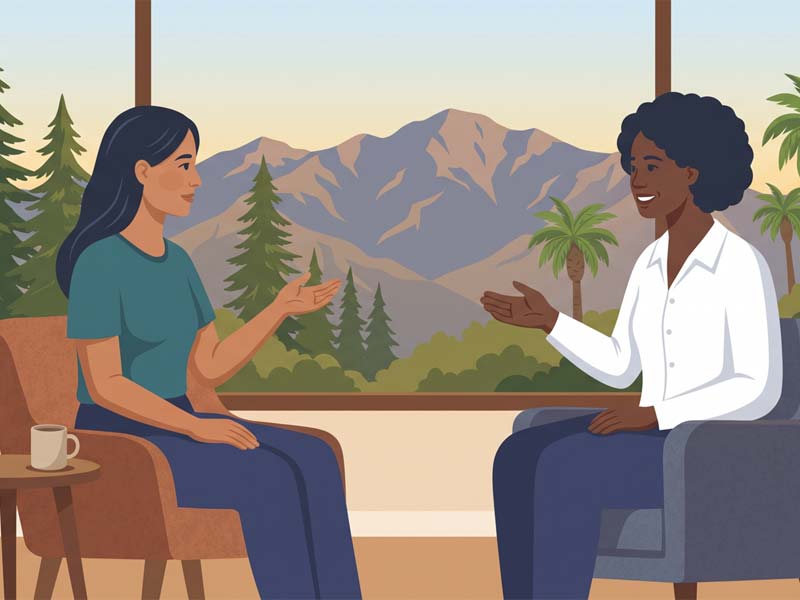 Counselor and Client Speaking at an Altadena Drug Rehab Facility for Addiction and Mental Health